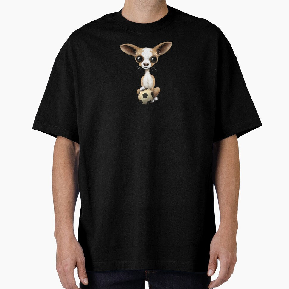 Cute Chihuahua Puppy Dog With Football Soccer Ball by - Adult & Kids T-Shirts, Sweatshirts & Hoodies apparel design preview 1