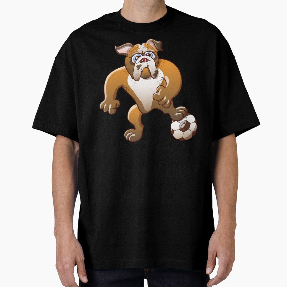 Bulldog Preparing to Kick a Soccer Ball by Zoo-co - Adult & Kids T-Shirts, Sweatshirts & Hoodies apparel design preview 1