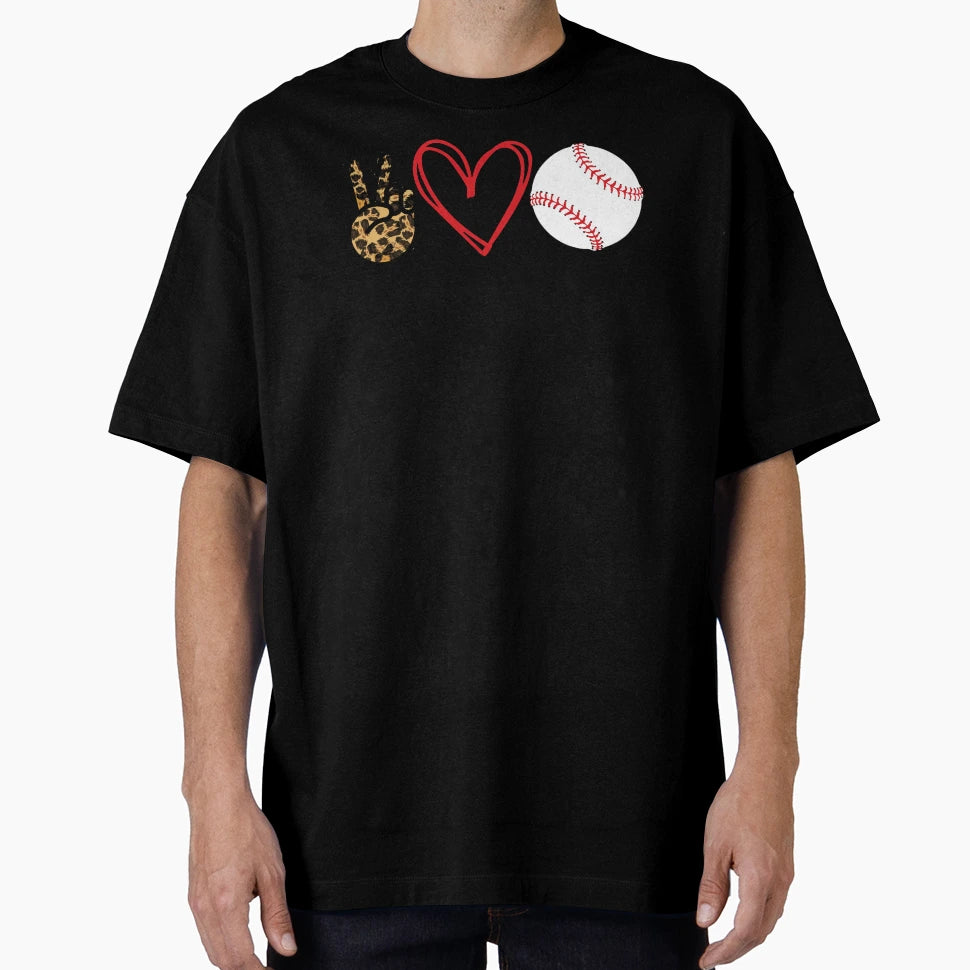 Peace Love Baseball T-Shirt - Novelty Apparel Unisex - T-Shirt, Sweatshirt, Hoodie