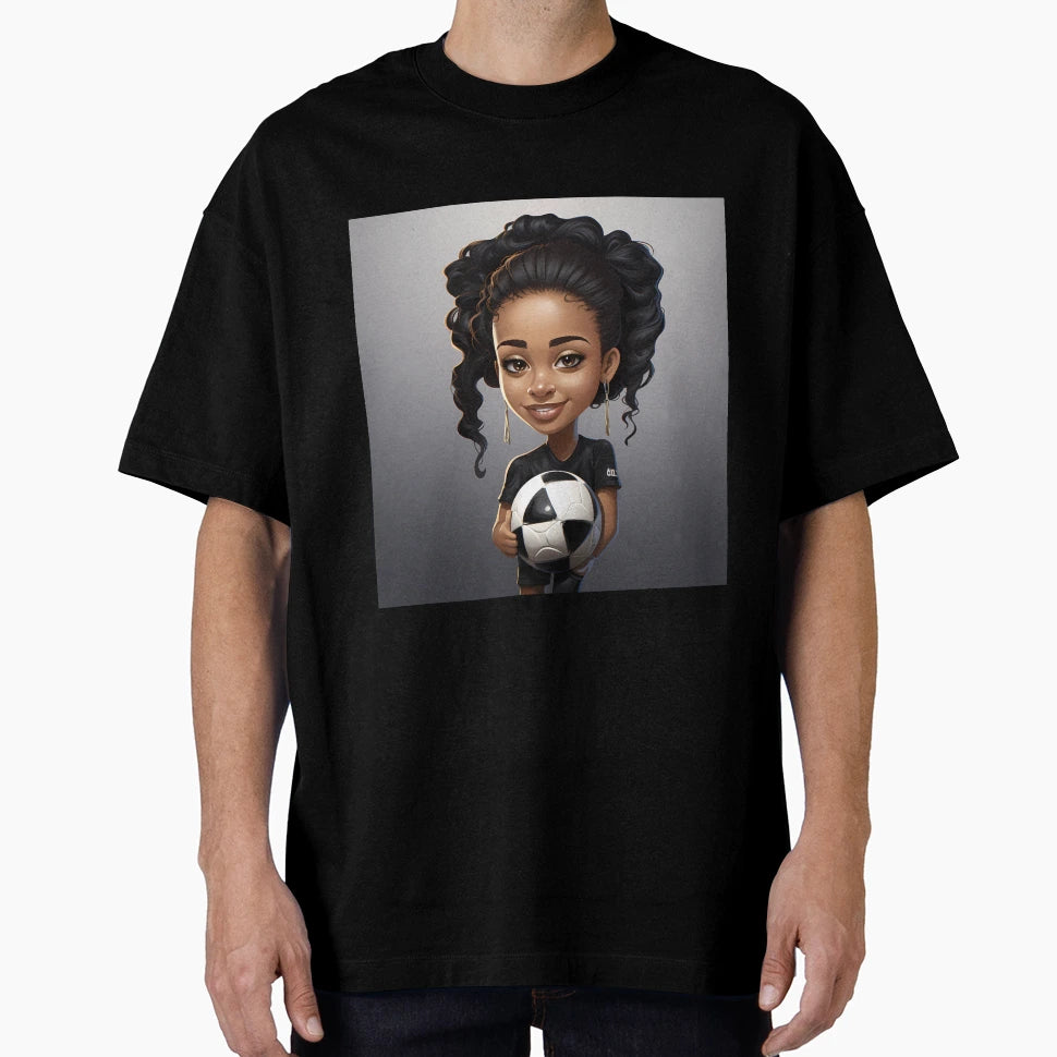 Pretty Holding Football Chibi Soccer T-Shirt - Streetwear Style Unisex - T-Shirt, Sweatshirt, Hoodie