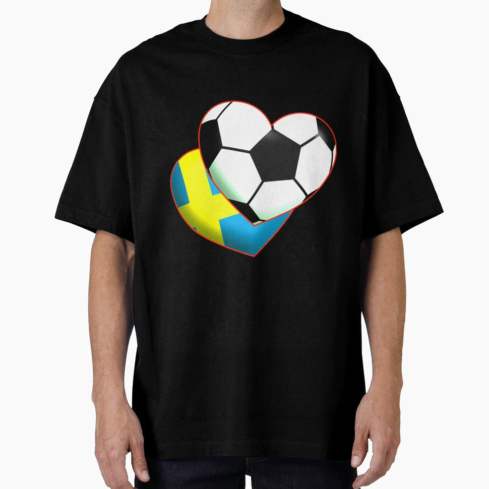 Football Heart Sweden T-Shirt - Casual Everyday Wear Men Women - T-Shirt, Sweatshirt, Hoodie