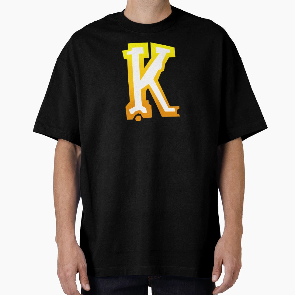 Golden Yellow Letter K T-Shirt - Graphic Print Men Women - T-Shirt, Sweatshirt, Hoodie