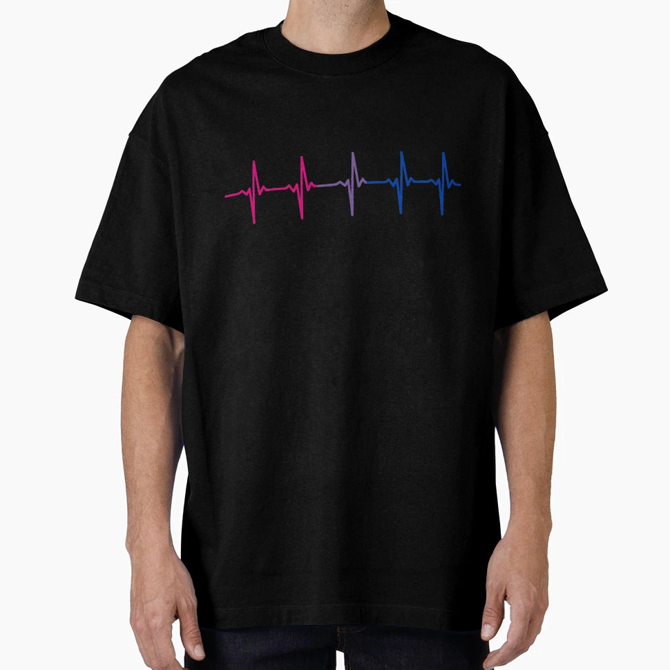 Bisexual Pride Heartbeat Pulse T-Shirt - Custom Art Print Unisex - T-Shirt, Sweatshirt, Hoodie