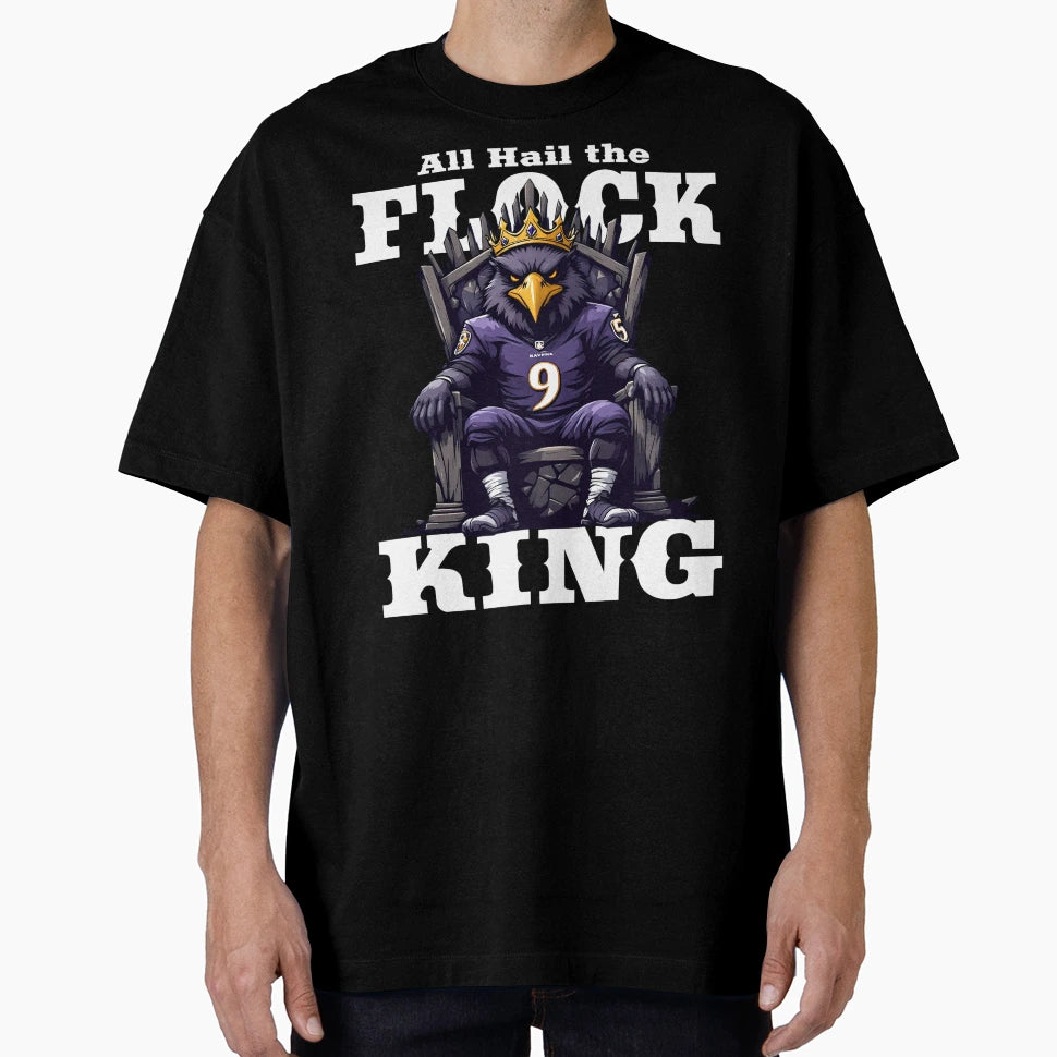All Hail Flock King Football Ravens T-Shirt - Minimalist Print for Adults - T-Shirt, Sweatshirt, Hoodie