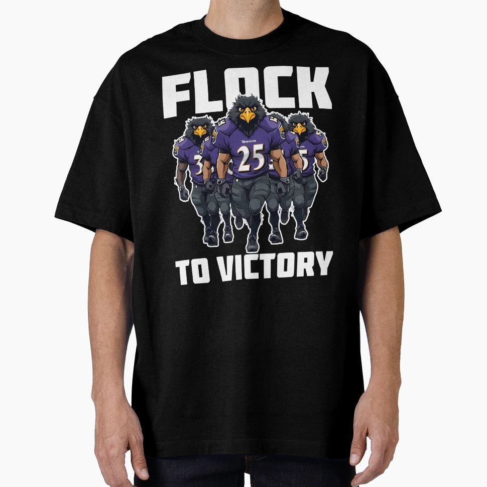 Flock To Victory Football Ravens T-Shirt - Fun Novelty Design for Adults - T-Shirt, Sweatshirt, Hoodie