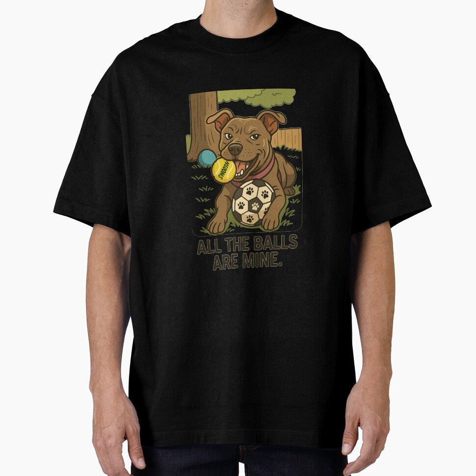 Pitbull "All the Balls Are Mine" by Sooconnor12 - Adult & Kids T-Shirts, Sweatshirts & Hoodies apparel design preview 1