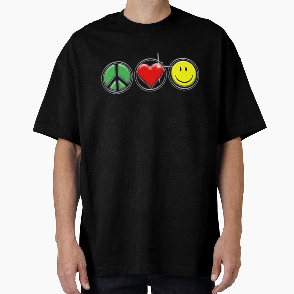 Peace Love Happiness T-Shirt - Novelty Apparel for Adults - T-Shirt, Sweatshirt, Hoodie