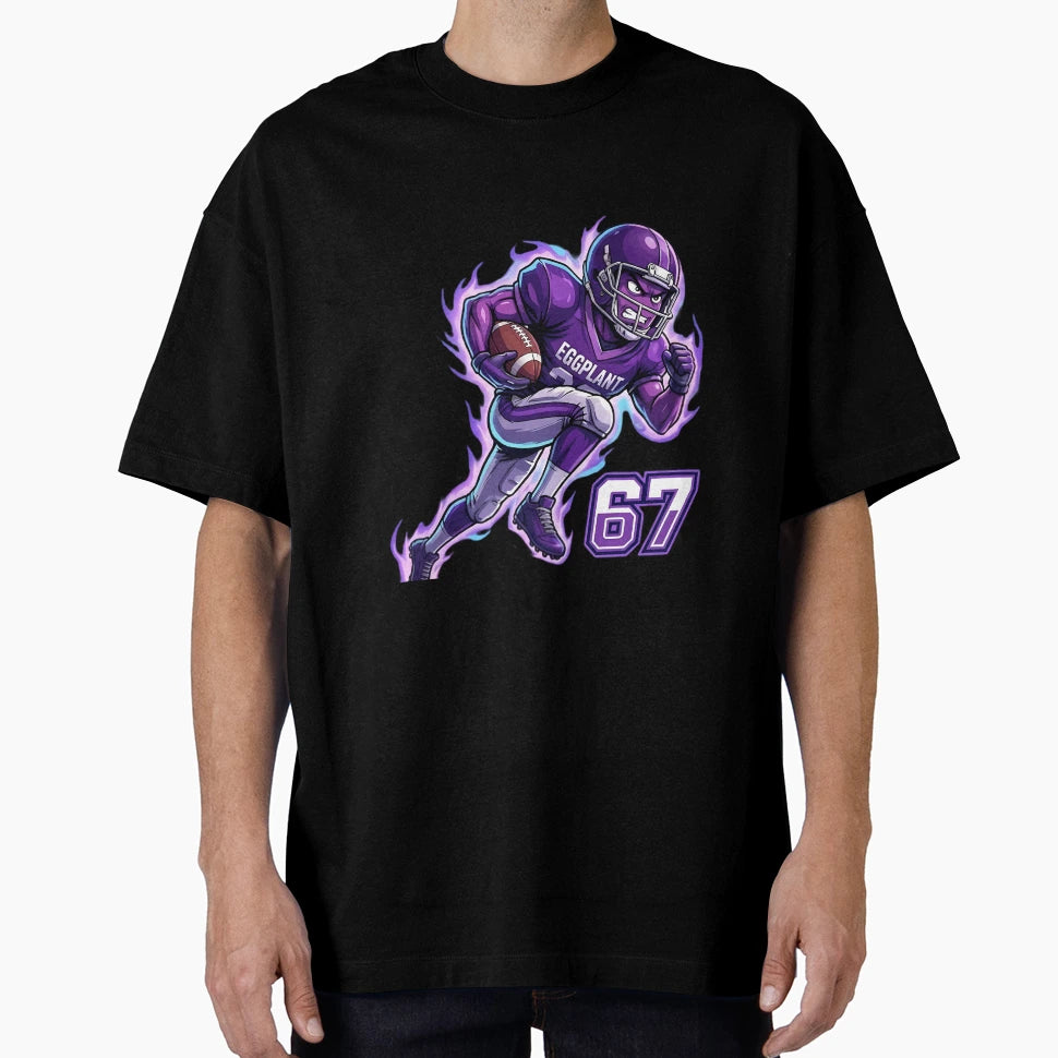 Eggplant Football Player 67 Funny T-Shirt - Novelty Apparel Men Women - T-Shirt, Sweatshirt, Hoodie