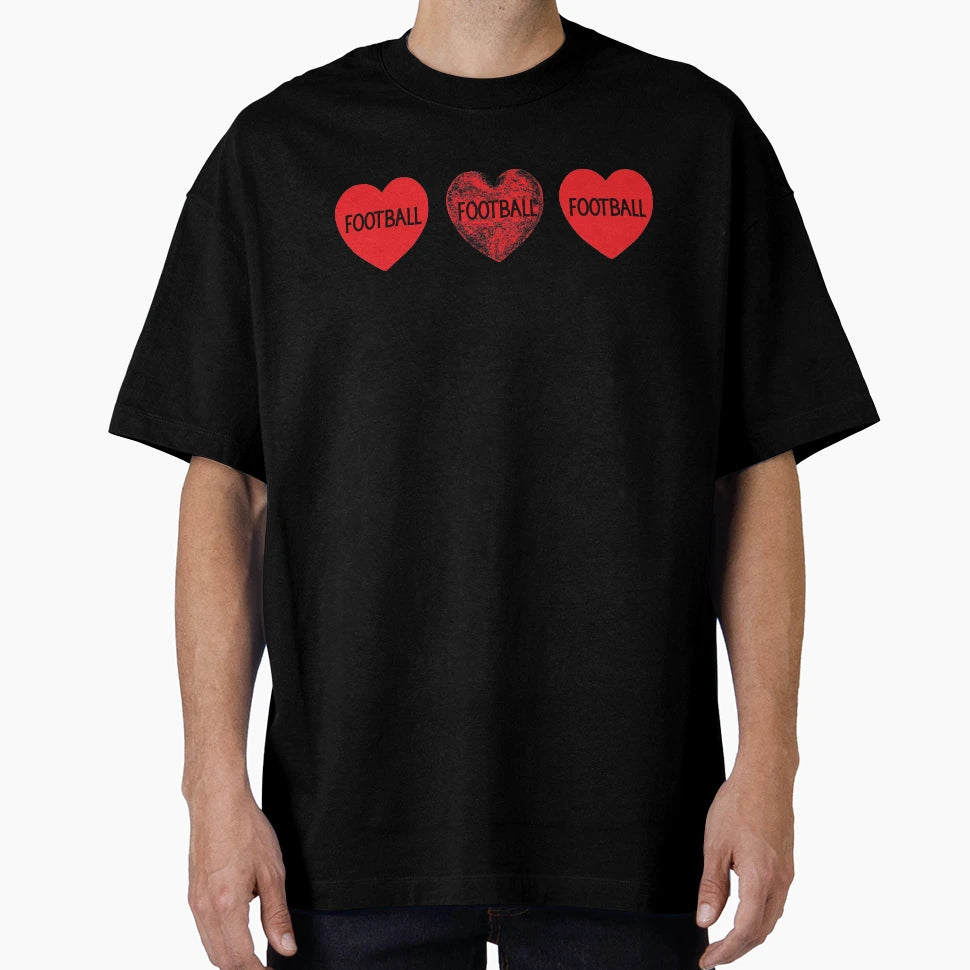 Love Football Hearts T-Shirt - Unique Graphic Unisex - T-Shirt, Sweatshirt, Hoodie