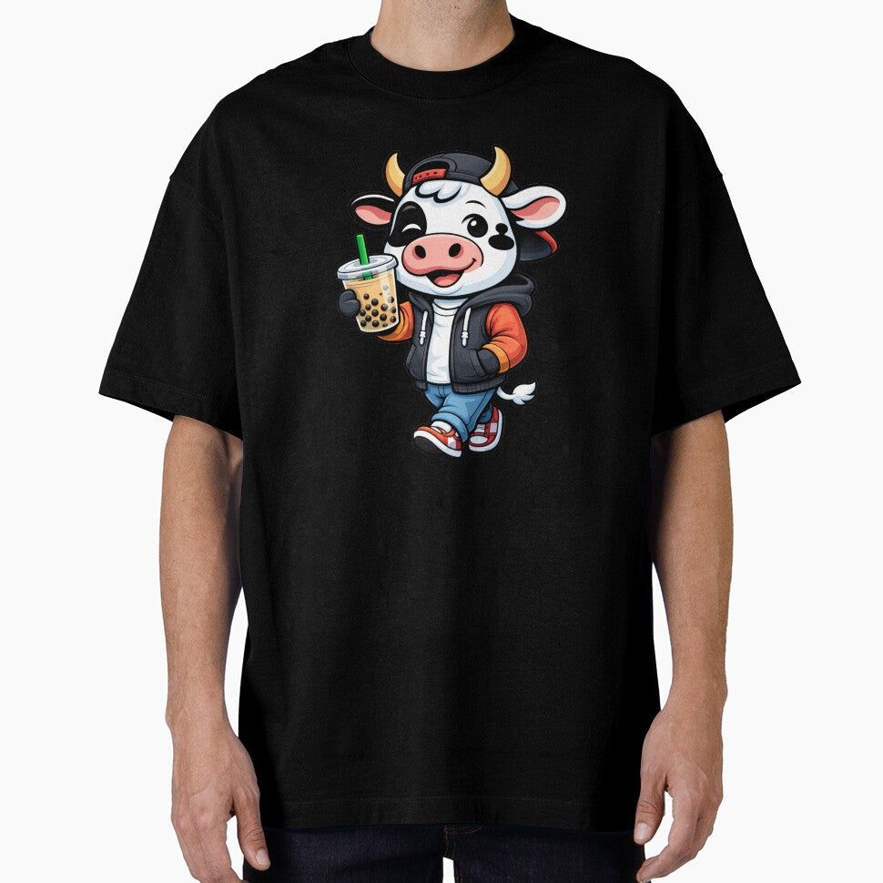 Bubble Tea Lover Cow Cute Funny Cartoon Trendy Youth - Adult & Kids T-Shirts, Sweatshirts & Hoodies apparel design preview 1