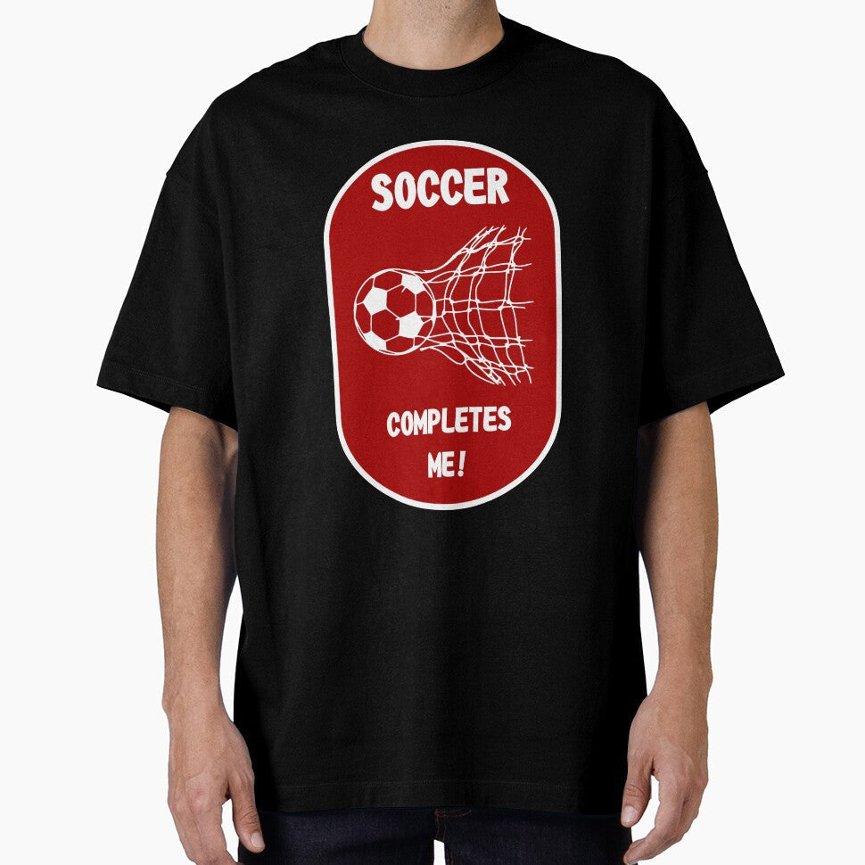 Soccer Completes Me Football Design on a Red - Adult & Kids T-Shirts, Sweatshirts & Hoodies apparel design preview 1