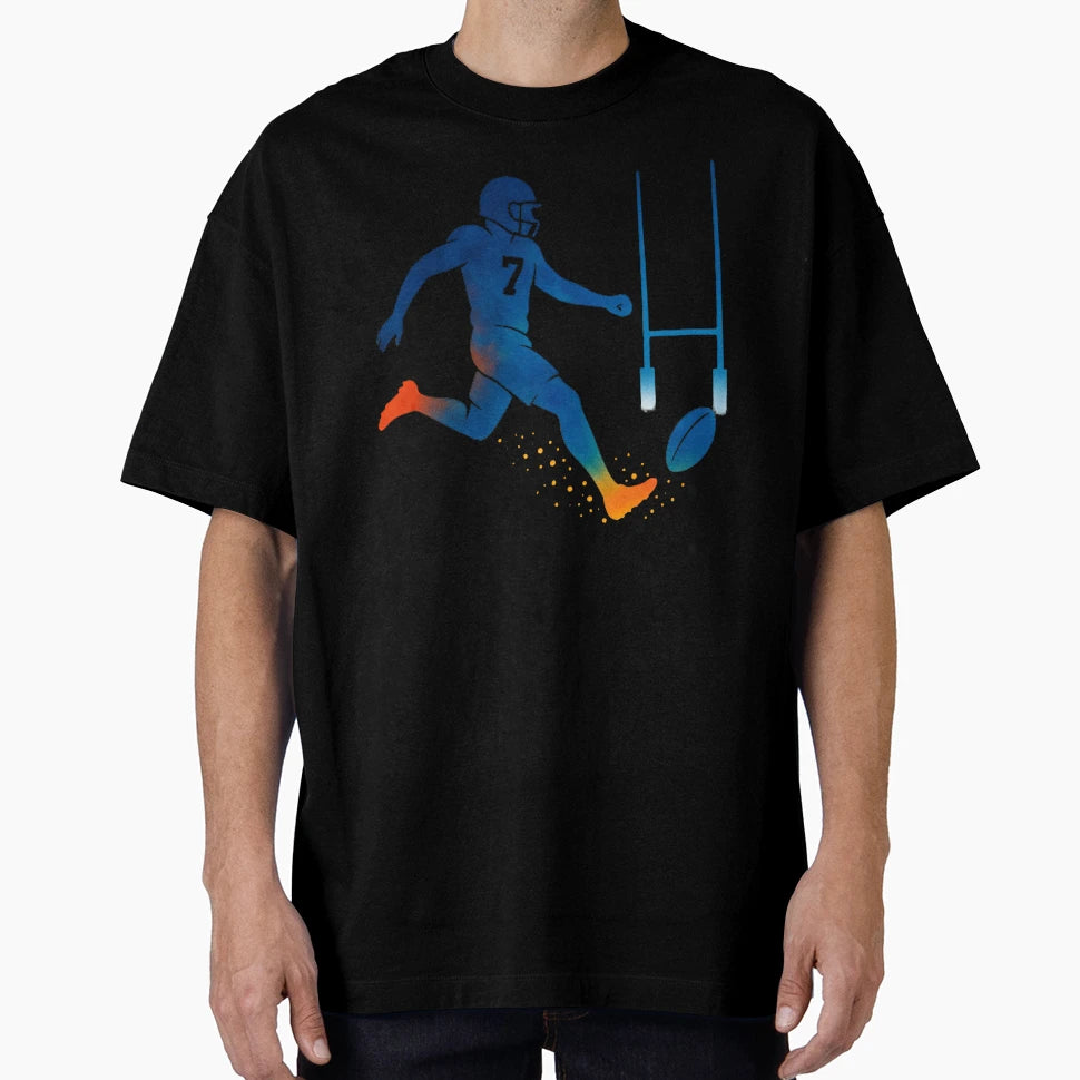 Rugby Player 7 Kicking Toward Posts T-Shirt - Unique Graphic Men Women - T-Shirt, Sweatshirt, Hoodie