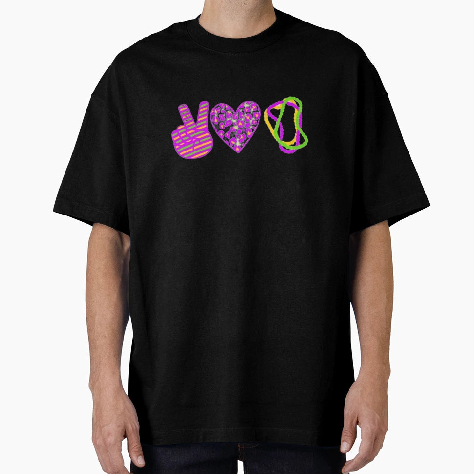 Peace Love Mardi Gras T-Shirt - Aesthetic Graphic for Adults - T-Shirt, Sweatshirt, Hoodie