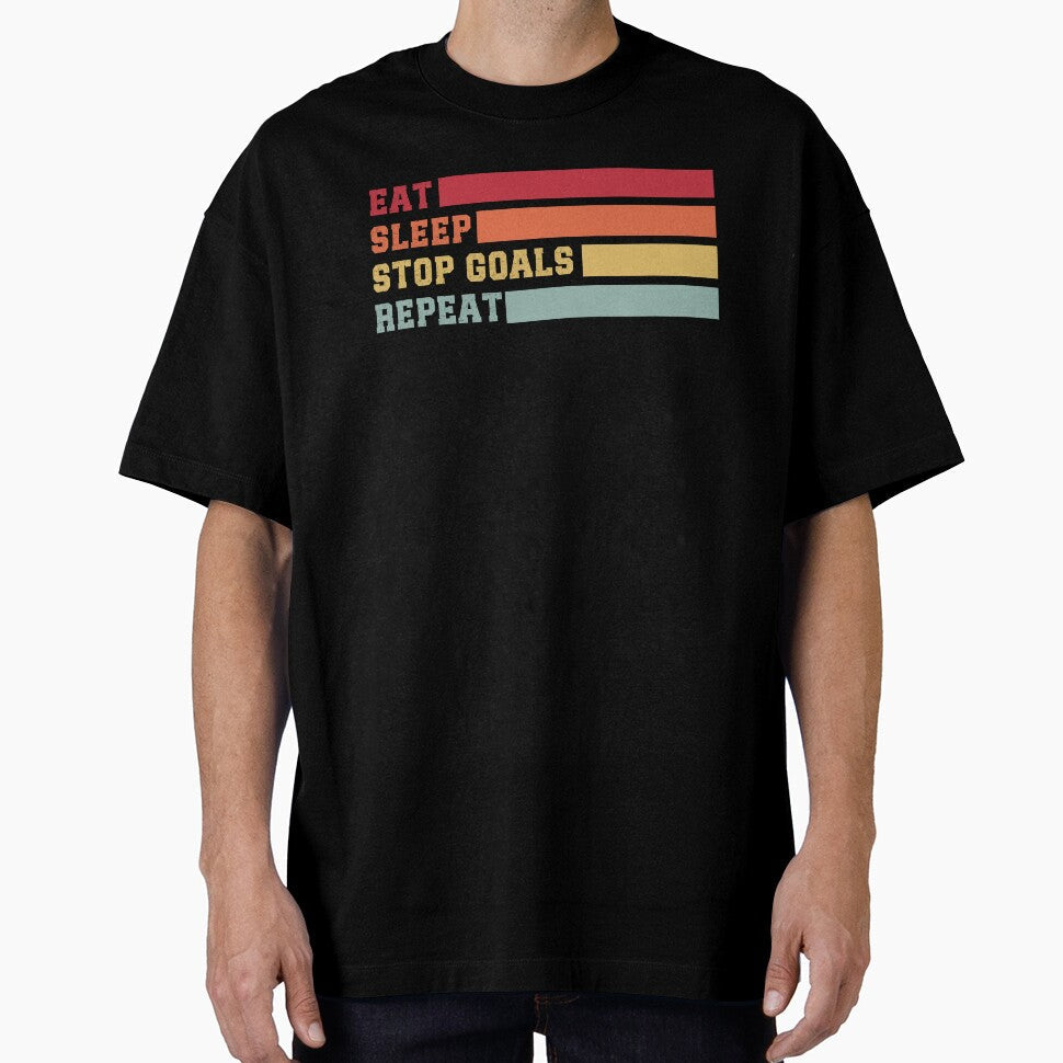Eat Sleep Stop Goals Repeat Goalie Soccer Hockey - Adult & Kids T-Shirts, Sweatshirts & Hoodies apparel design preview 1
