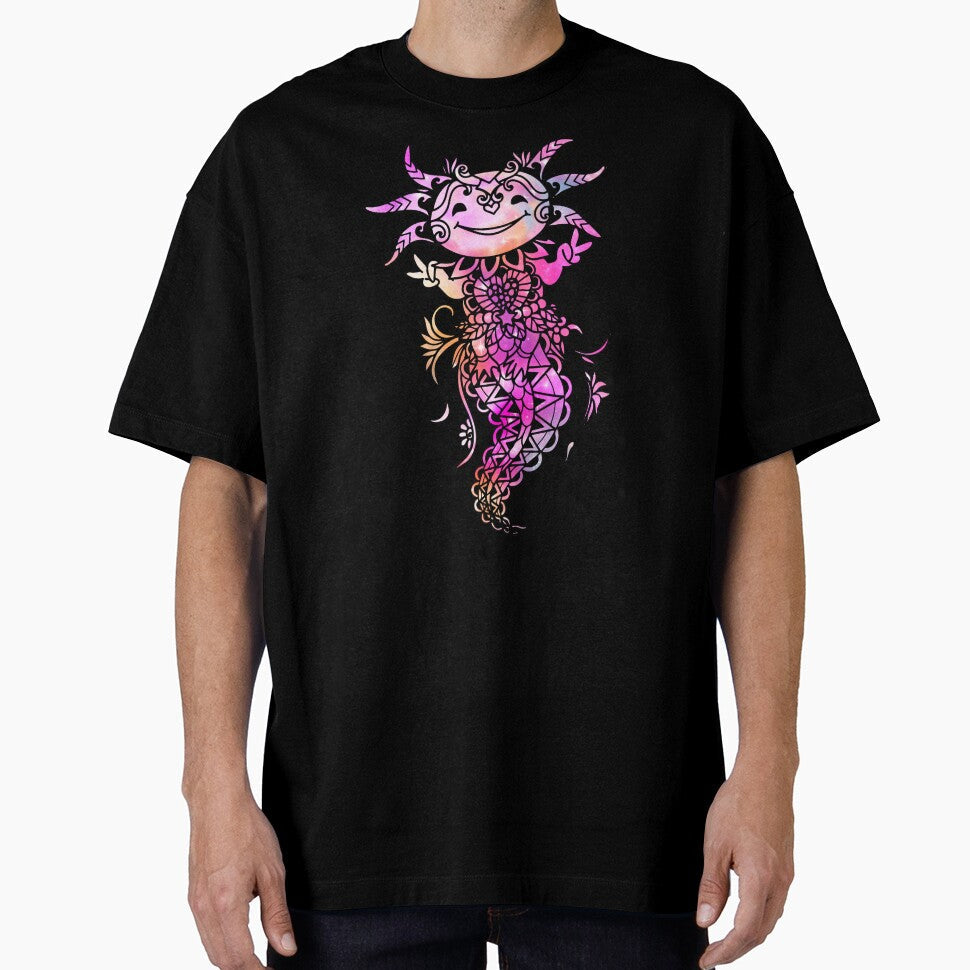 Axolotl Mystical Pink Cute Zentangle smiling by - Adult & Kids T-Shirts, Sweatshirts & Hoodies apparel design preview 1