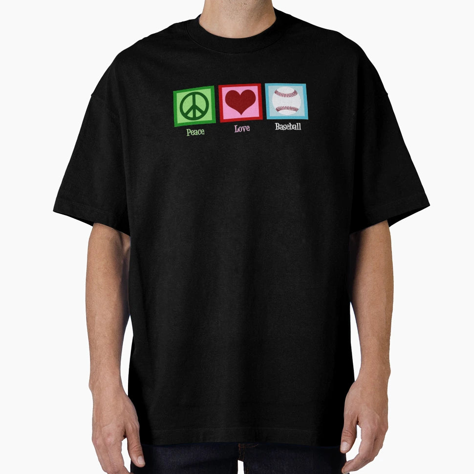 Peace Love Baseball Baseball T-Shirt - Graphic Print for Adults - T-Shirt, Sweatshirt, Hoodie