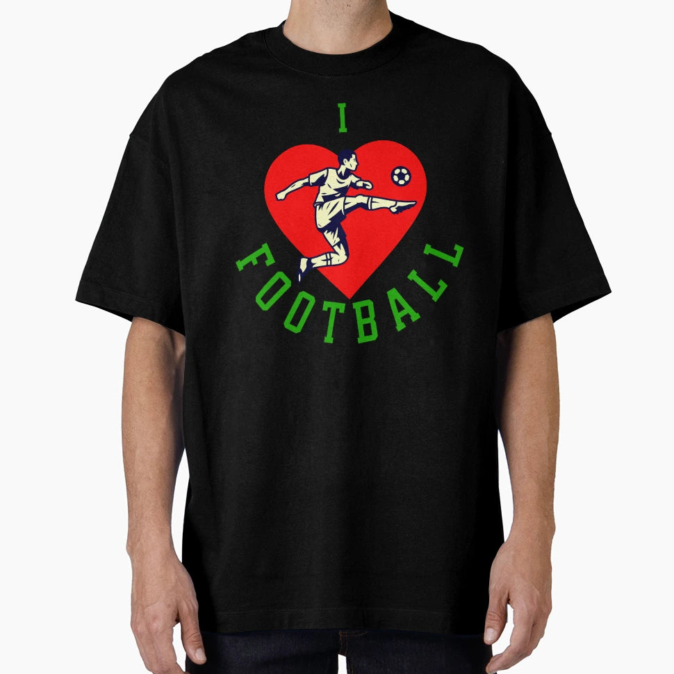 I Love Football Striker Heart T-Shirt - Minimalist Print Men Women - T-Shirt, Sweatshirt, Hoodie
