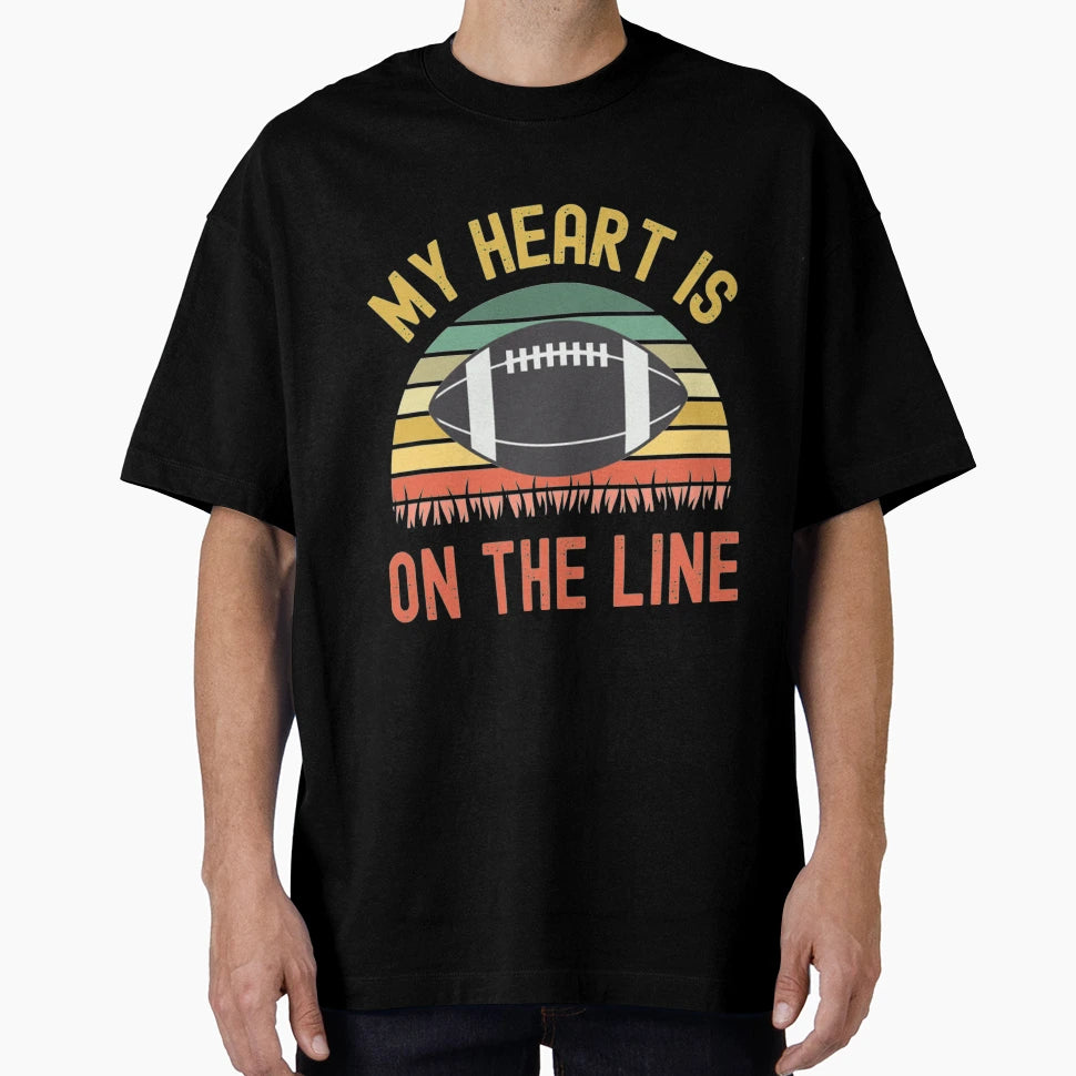My Heart Is Line Football Offense T-Shirt - Minimalist Print for Adults - T-Shirt, Sweatshirt, Hoodie