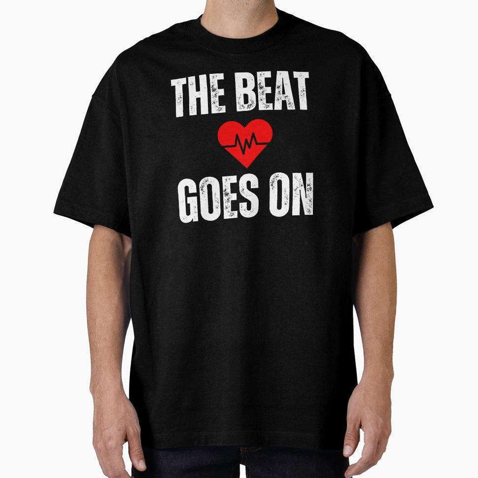 Beat Goes Heart Attack Survivor T-Shirt - Casual Everyday Wear for Adults - T-Shirt, Sweatshirt, Hoodie