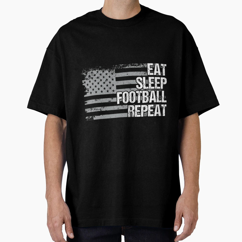 Eat Sleep Football Repeat Us Flag T-Shirt - Unique Graphic for Adults - T-Shirt, Sweatshirt, Hoodie