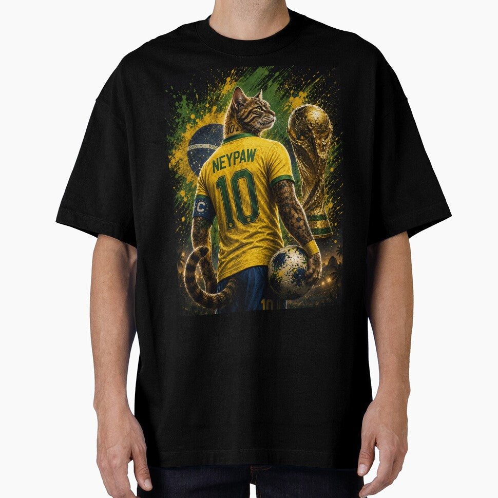 NeyPaw 10 Cat Football Legend Brazilian Soccer - Adult & Kids T-Shirts, Sweatshirts & Hoodies apparel design preview 1