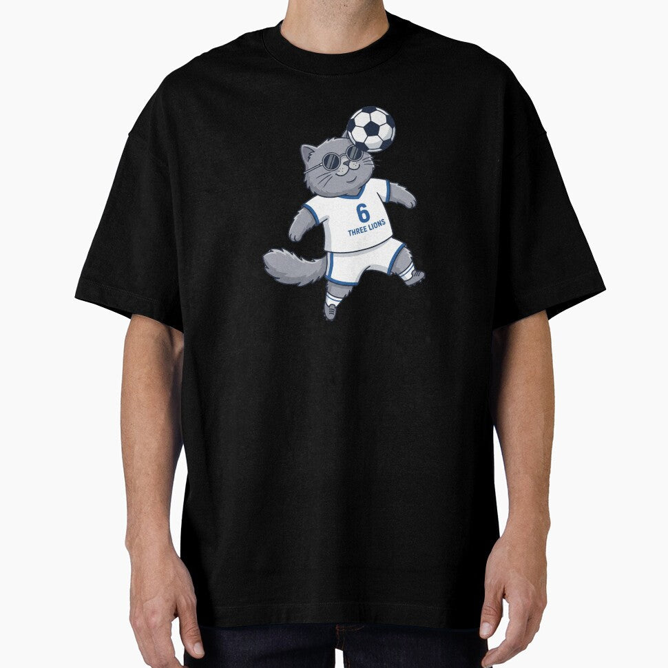 England Soccer Cat Header Three Lions Number 6 - Adult & Kids T-Shirts, Sweatshirts & Hoodies apparel design preview 1