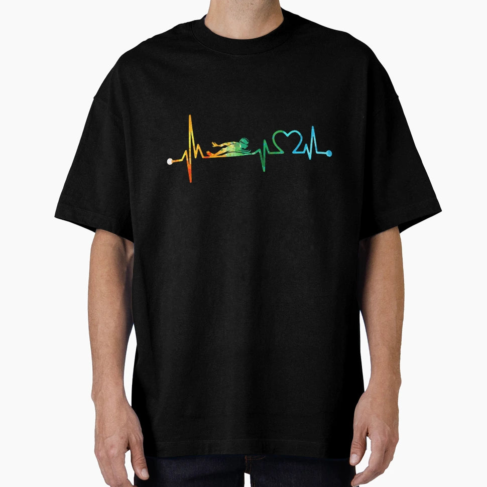 Swimming Heartbeat Watercolor T-Shirt - Minimalist Print Men Women - T-Shirt, Sweatshirt, Hoodie
