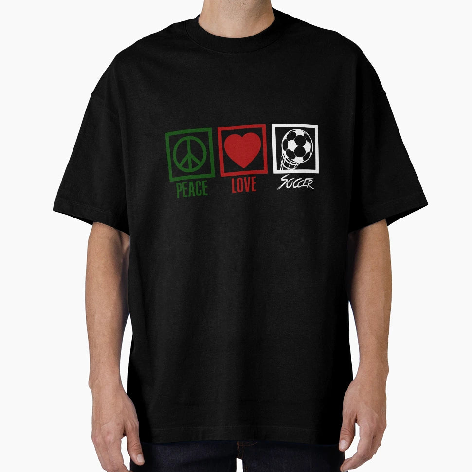 Peace Love And Soccer World Cup Fun T-Shirt - Custom Art Print for Adults - T-Shirt, Sweatshirt, Hoodie