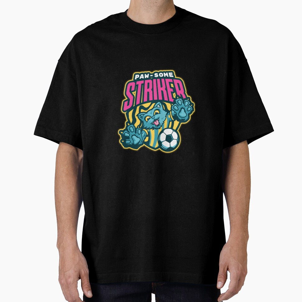 Paw-Some Striker Cute Cat Footballer Score Goal by - Adult & Kids T-Shirts, Sweatshirts & Hoodies apparel design preview 1