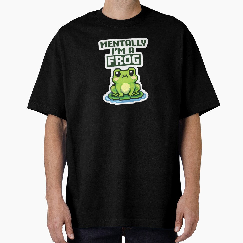 Pixel Frog Meme Mentally I'm a Retro Gamer Design by - Adult & Kids T-Shirts, Sweatshirts & Hoodies apparel design preview 1