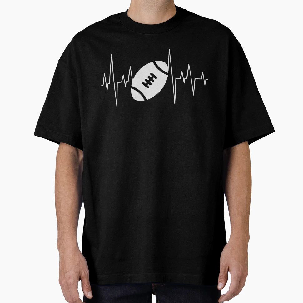 Football Love Heartbeat Football T-Shirt - Minimalist Print Unisex - T-Shirt, Sweatshirt, Hoodie