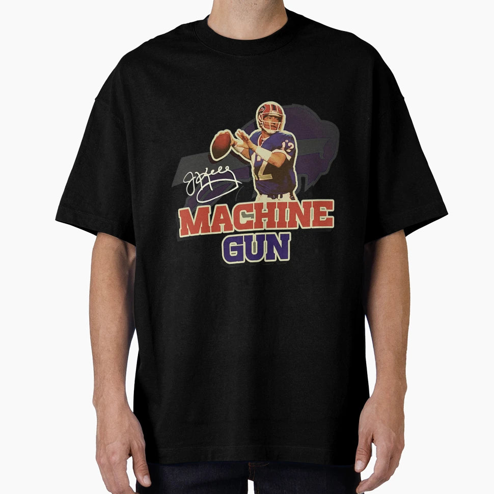 Buffalo Bills T Shirtjim Kelly Machine Gun T-Shirt - Graphic Print Unisex - T-Shirt, Sweatshirt, Hoodie