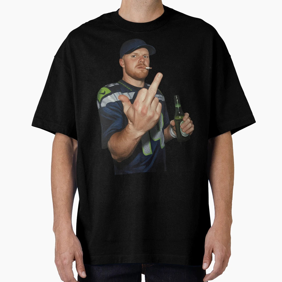 Meme Sam Darnold Middle Finge Black 90S T-Shirt - Streetwear Style Unisex - T-Shirt, Sweatshirt, Hoodie