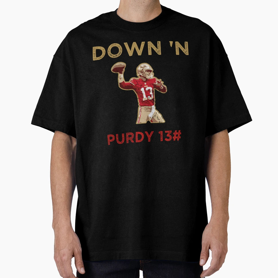Down N Purdy 13 BP American Football T-Shirt - Minimalist Print for Adults - T-Shirt, Sweatshirt, Hoodie