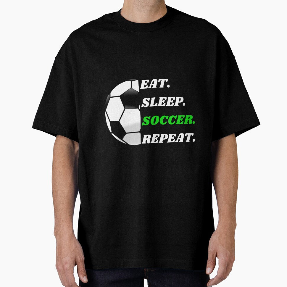 Eat sleep soccer repeat by Mustaph-Shop - Adult & Kids T-Shirts, Sweatshirts & Hoodies apparel design preview 1