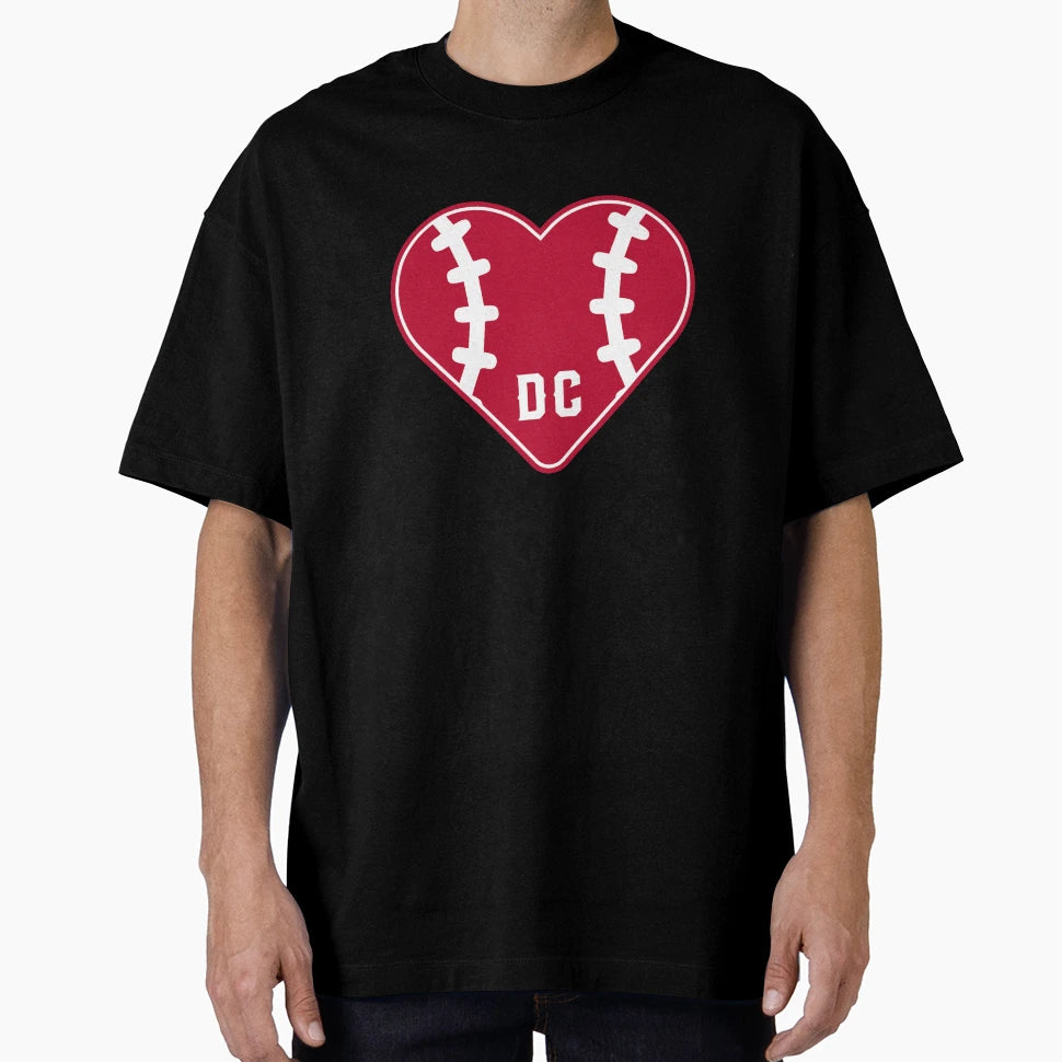 Washington Dc Baseball Heart And T-Shirt - Aesthetic Graphic Unisex - T-Shirt, Sweatshirt, Hoodie