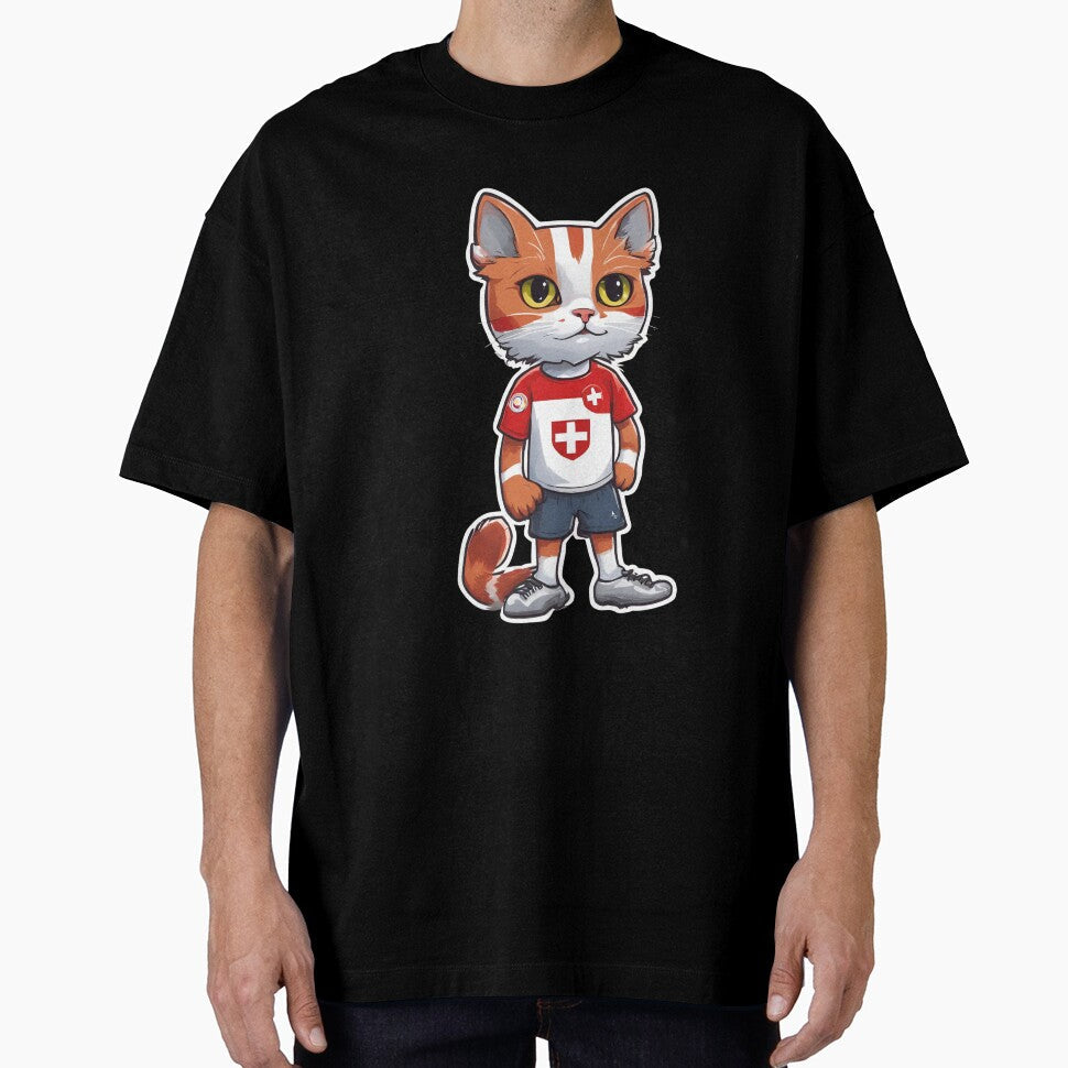 SWITZERLAND Sports Team: a Cat wearing colours of - Adult & Kids T-Shirts, Sweatshirts & Hoodies apparel design preview 1