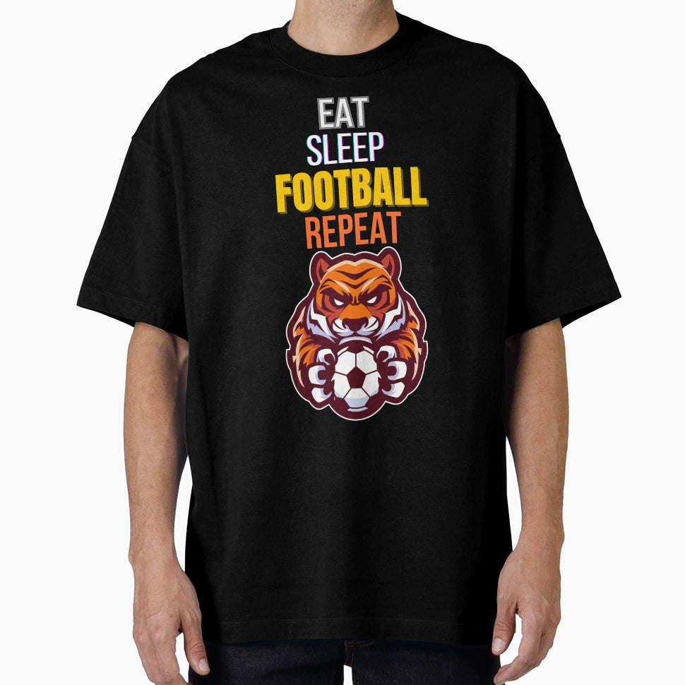 Eat Sleep Football Repeat T-Shirt - Fun Novelty Design for Adults - T-Shirt, Sweatshirt, Hoodie