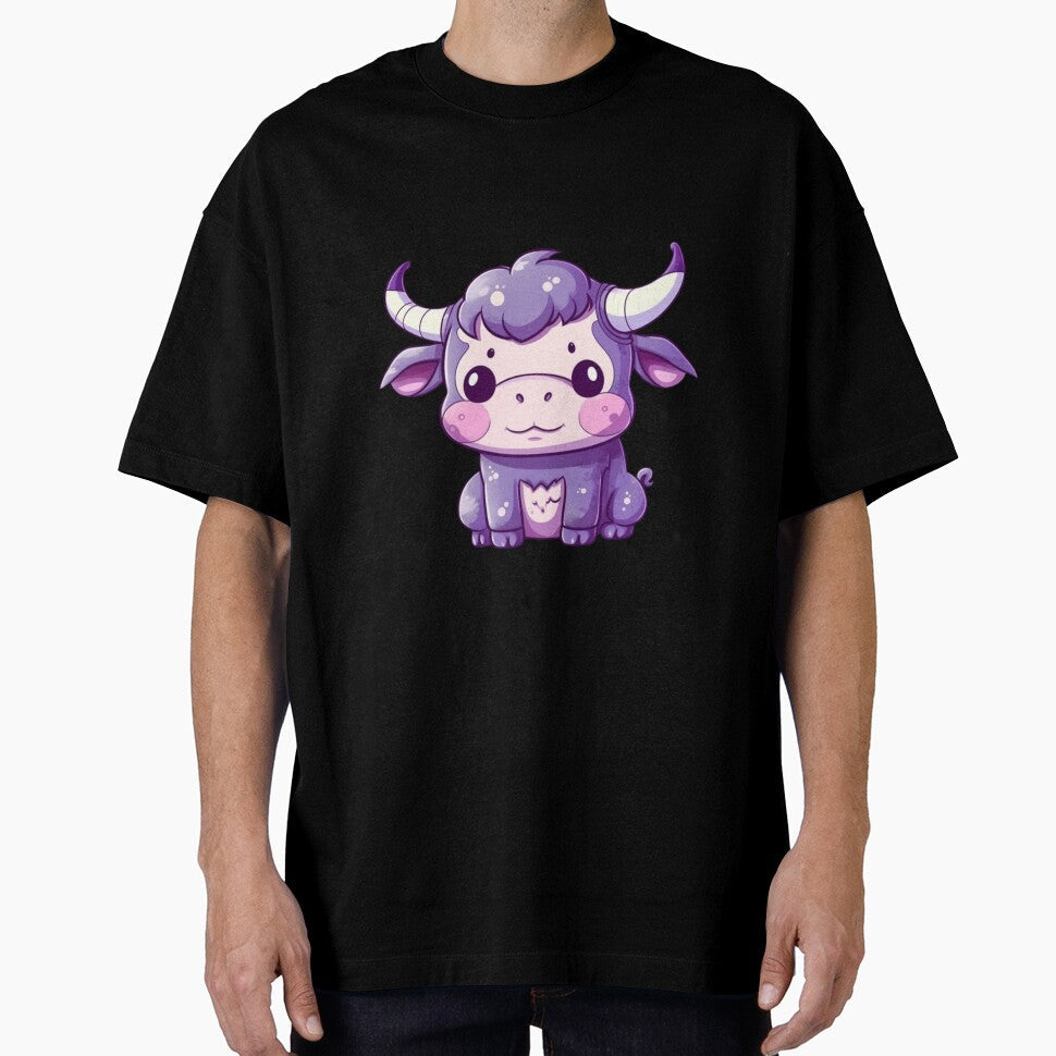 Cute Purple Cow Bull, Cartoon Style, Sticker - Adult & Kids T-Shirts, Sweatshirts & Hoodies apparel design preview 1