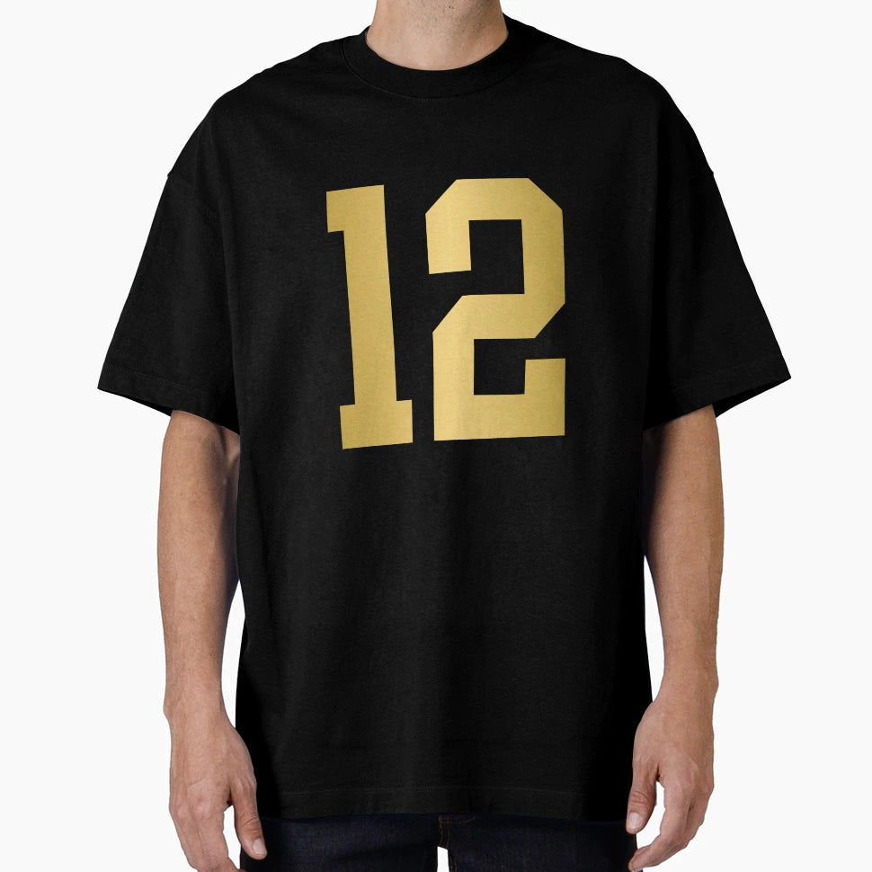 Golden Number 12 Sports Numbers T-Shirt - Custom Art Print for Adults - T-Shirt, Sweatshirt, Hoodie