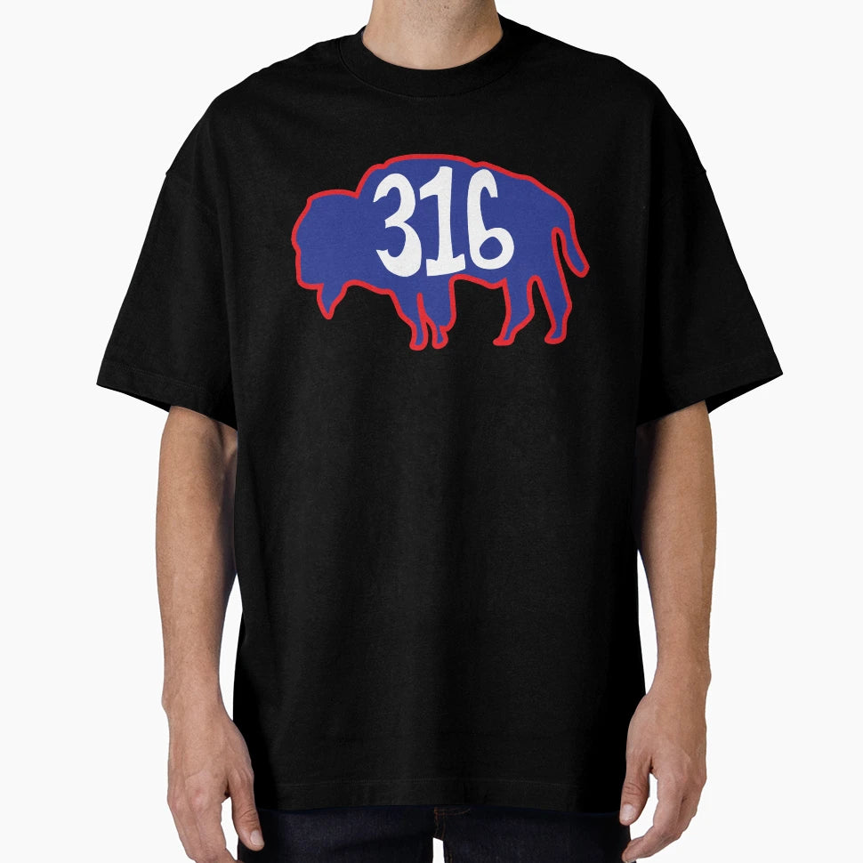 Hand Drawn Kansas Buffalo 316 Crimson T-Shirt - Custom Art Print Unisex - T-Shirt, Sweatshirt, Hoodie