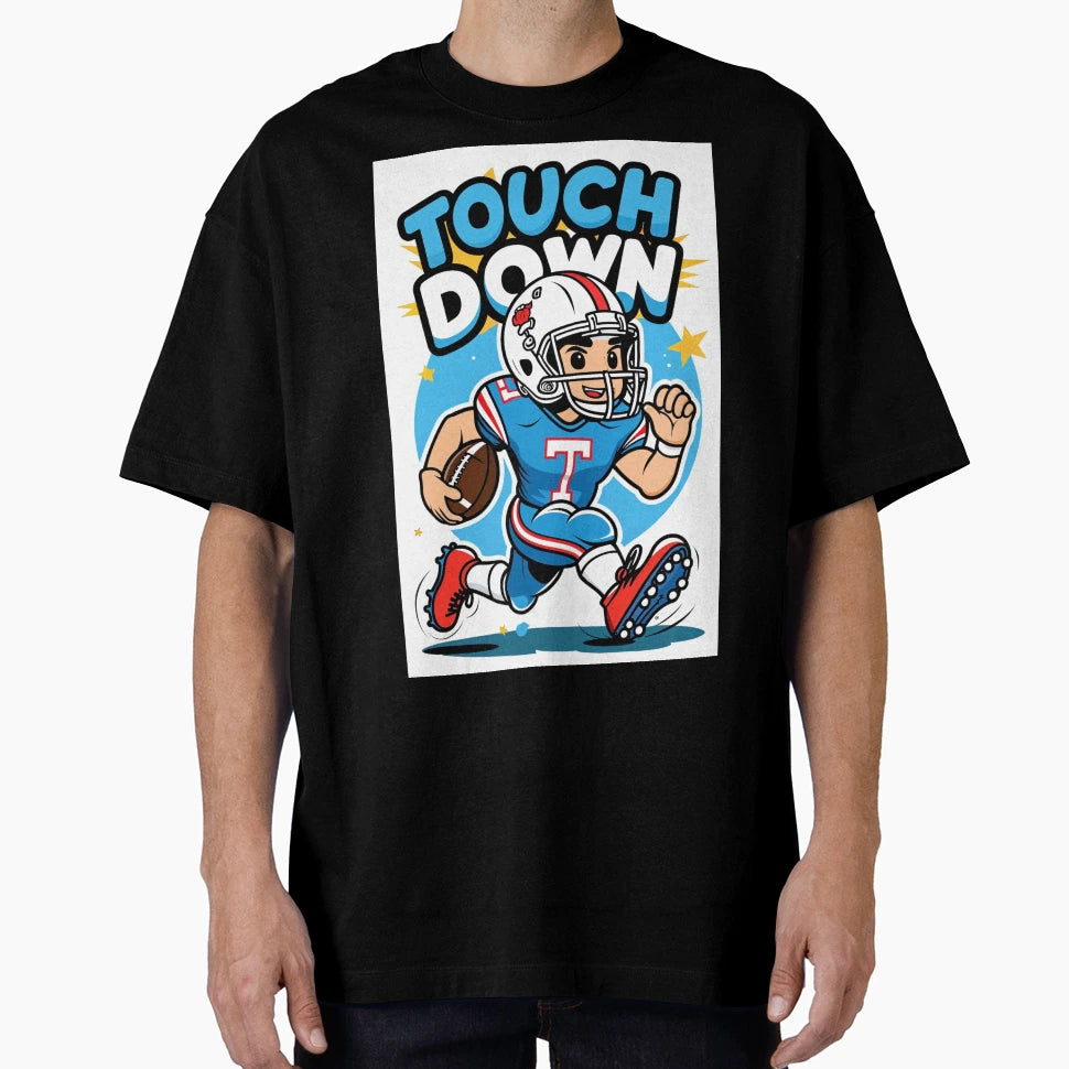Cartoon American Football Player T-Shirt - Custom Art Print Men Women - T-Shirt, Sweatshirt, Hoodie