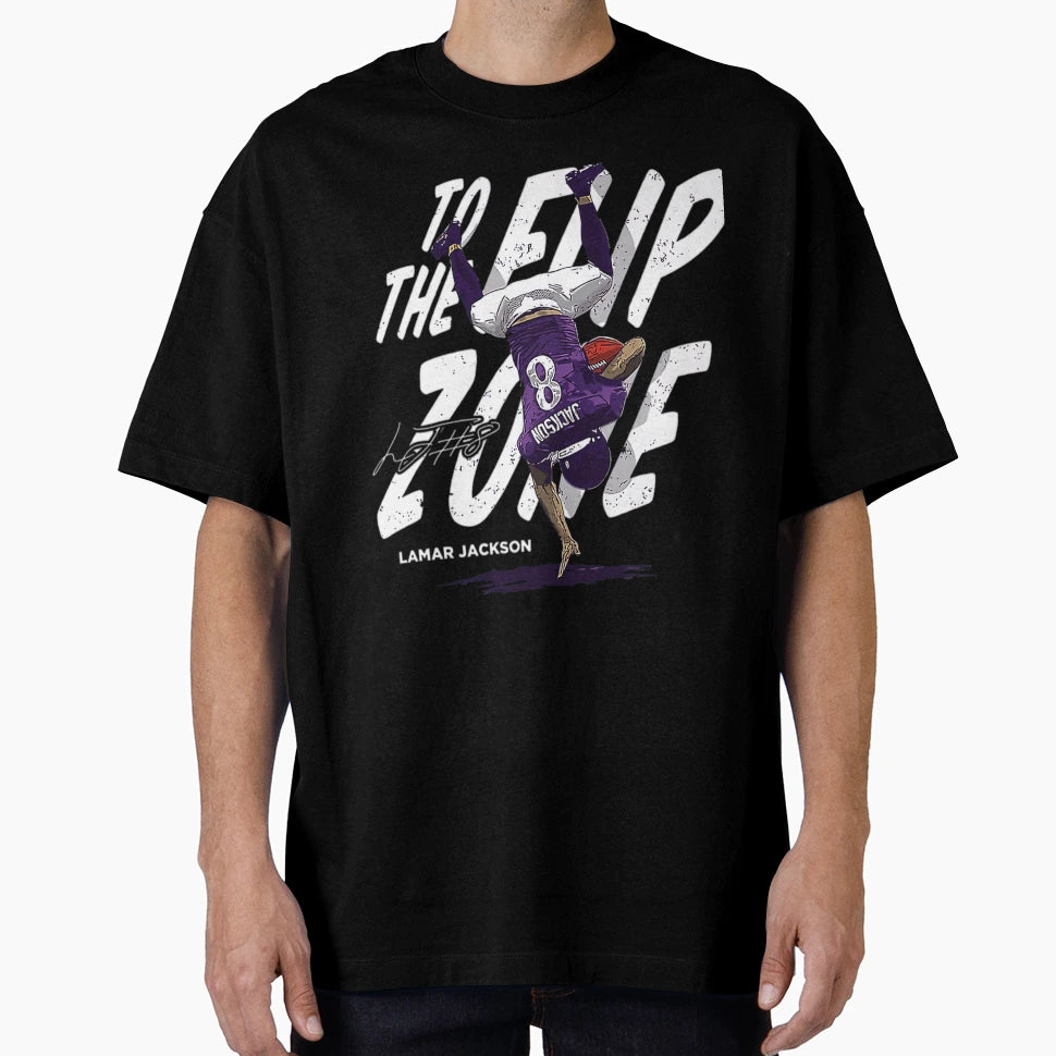 Lamar Baltimore Flip Zone T-Shirt - Aesthetic Graphic for Adults - T-Shirt, Sweatshirt, Hoodie
