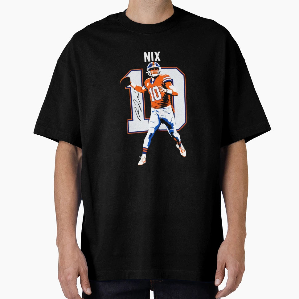Bo Nix Denver 10 Football Art T-Shirt - Custom Art Print Unisex - T-Shirt, Sweatshirt, Hoodie