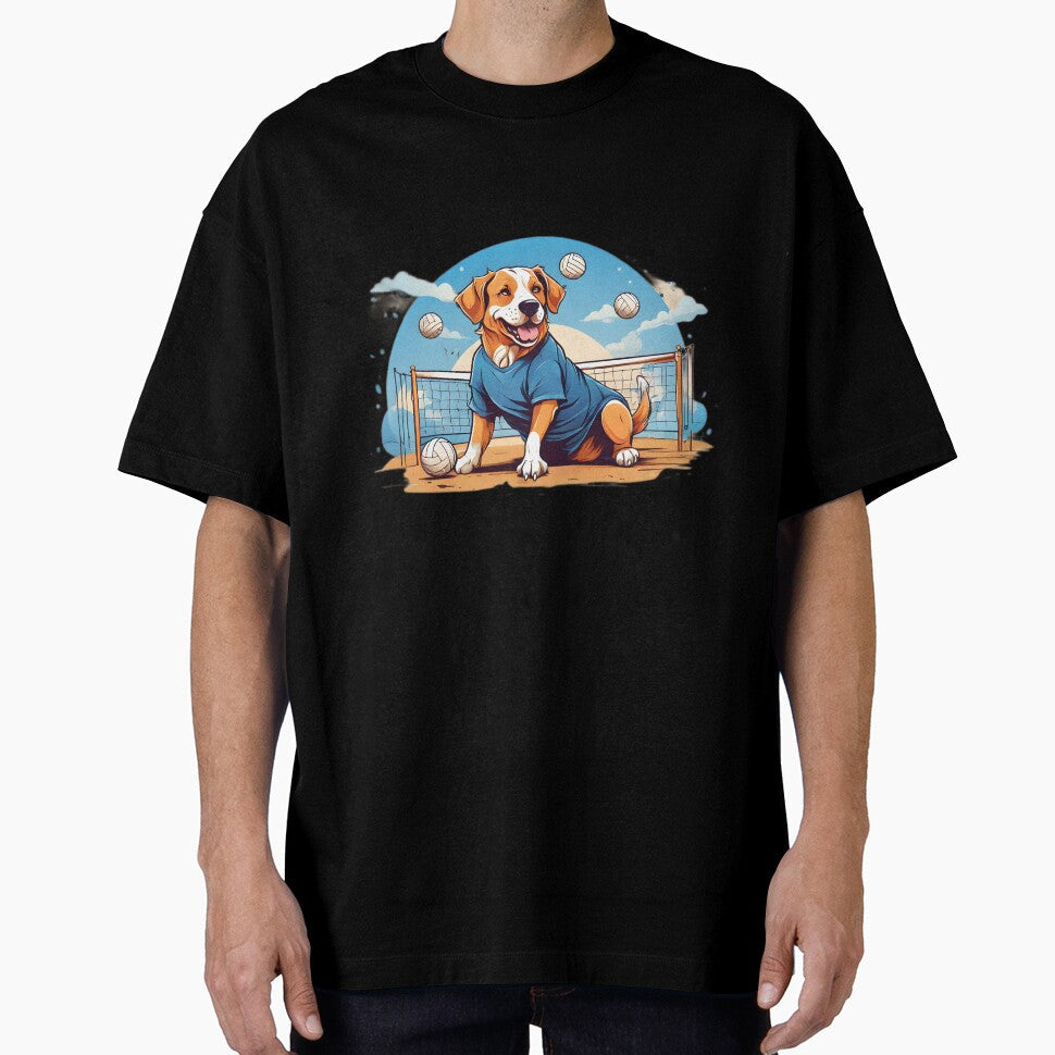 Dog playing volleyball by Karaz's Animal Kingdom - Adult & Kids T-Shirts, Sweatshirts & Hoodies apparel design preview 1