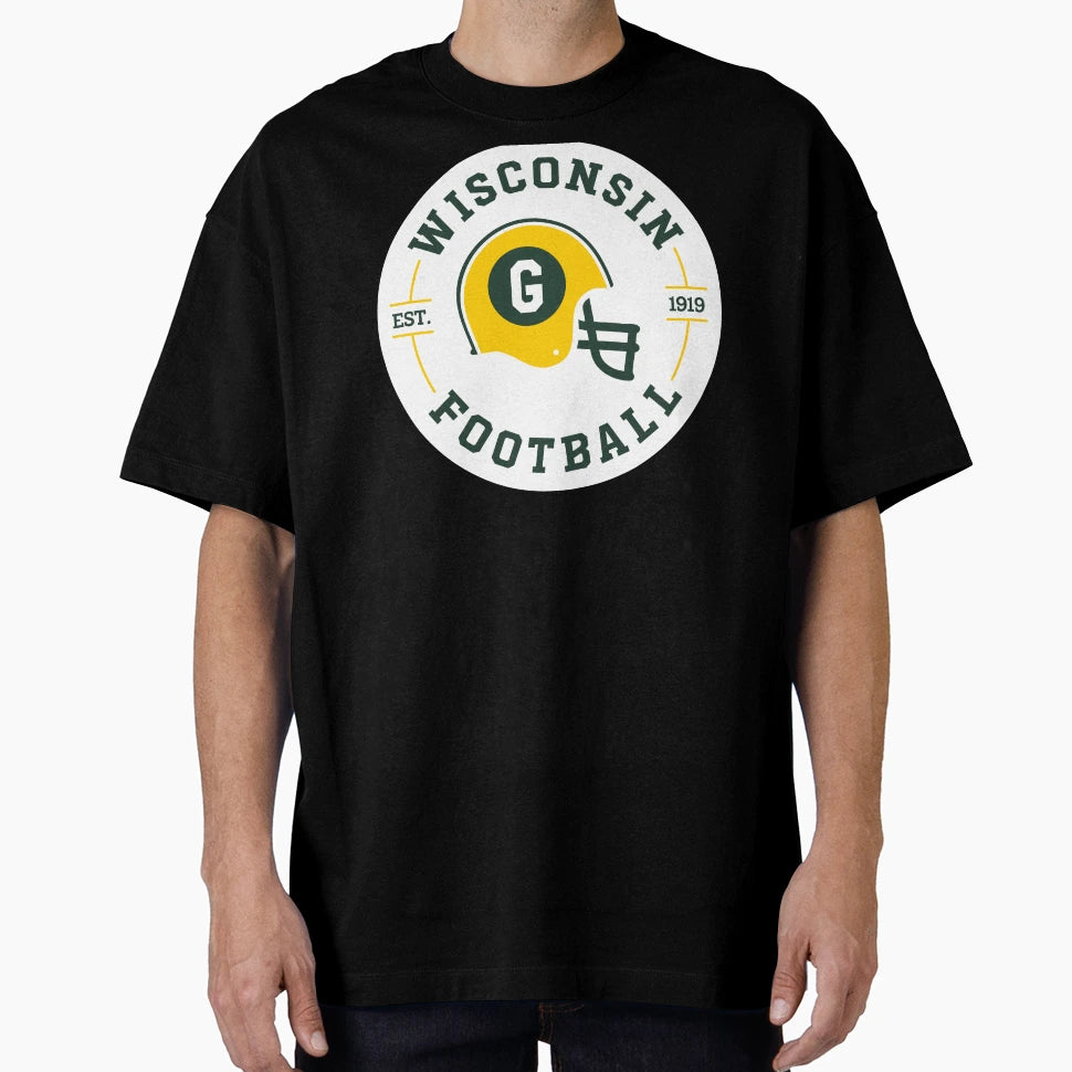 Wisconsin Football Badge T-Shirt - Streetwear Style Men Women - T-Shirt, Sweatshirt, Hoodie