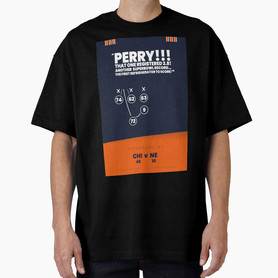 Fridge William Perry Playbook Art T-Shirt - Casual Everyday Wear Men Women - T-Shirt, Sweatshirt, Hoodie
