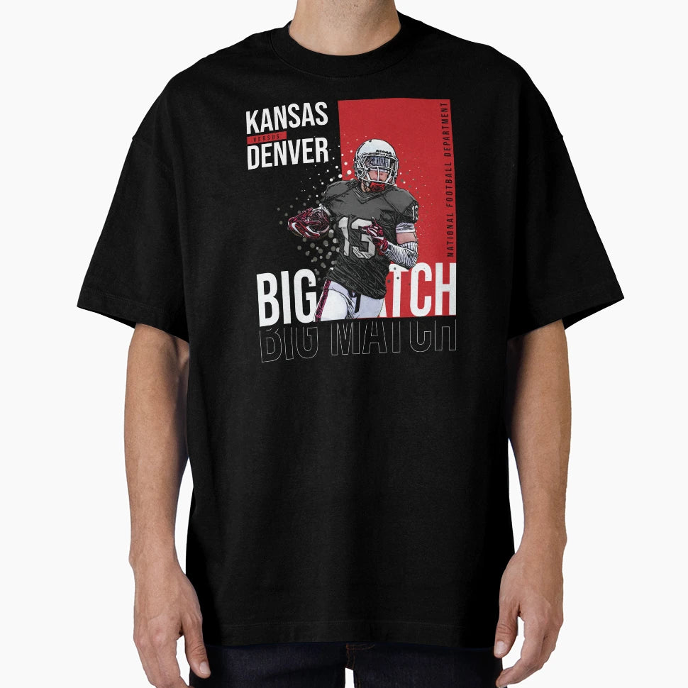 Kansas Vs Denver Big Match Football T-Shirt - Custom Art Print Men Women - T-Shirt, Sweatshirt, Hoodie
