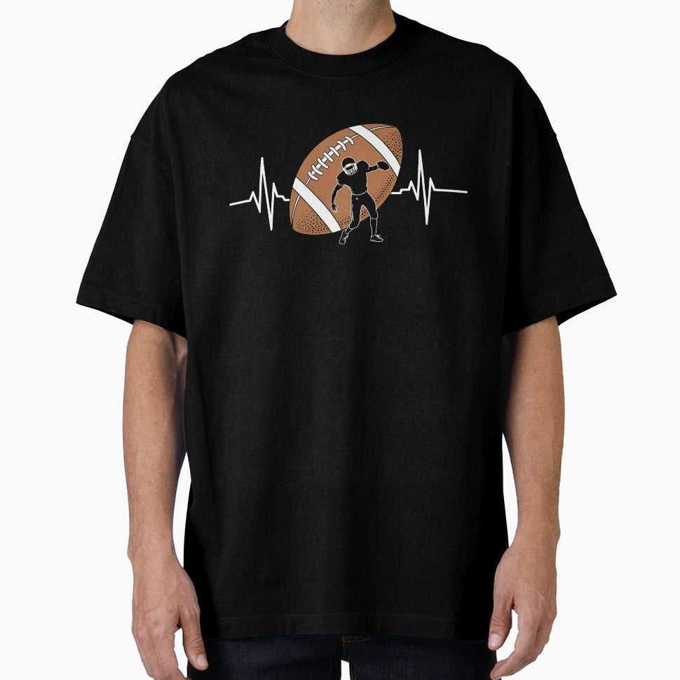American Footballer Heartbeat Pulse T-Shirt - Minimalist Print for Adults - T-Shirt, Sweatshirt, Hoodie