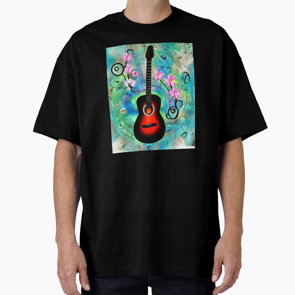 Nature Guitar with Flower by gramizzia - Adult & Kids T-Shirts, Sweatshirts & Hoodies apparel design preview 1